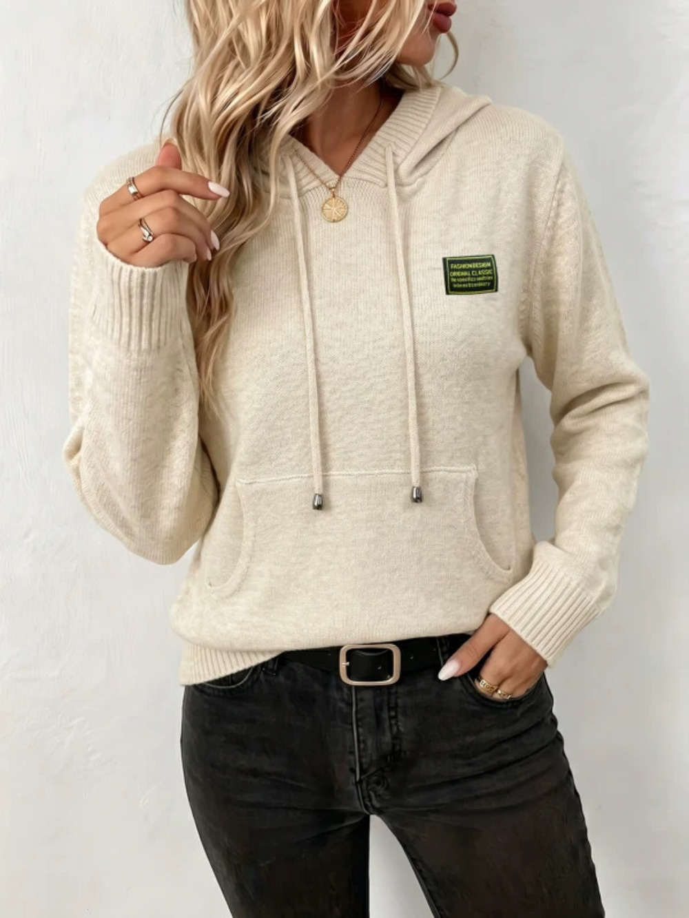 ZARA Womens Cozy French Style Knit Hoodie Sweater Fall Winter